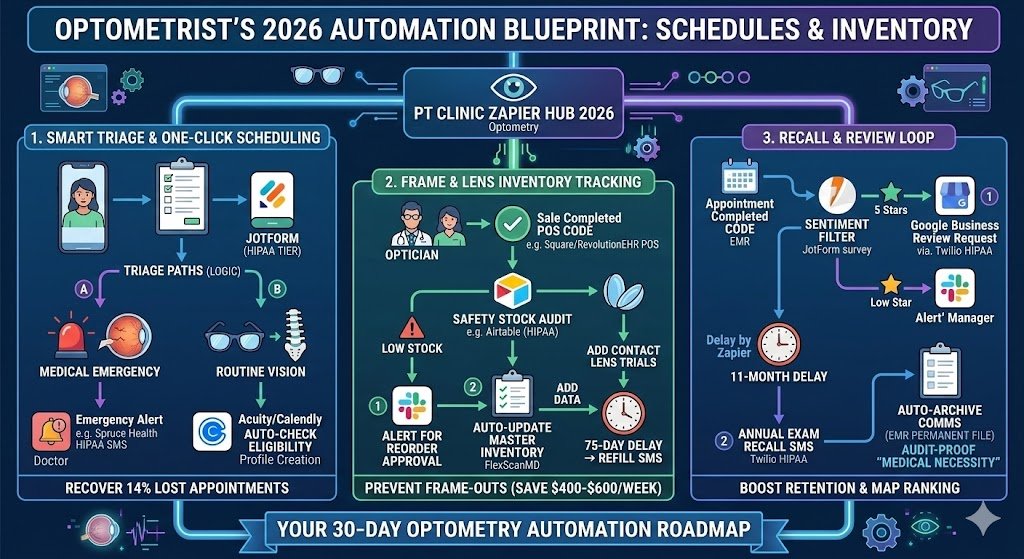 Optometrists Zapier Automation: Eye Exam Scheduling & Inventory Tracking 2026