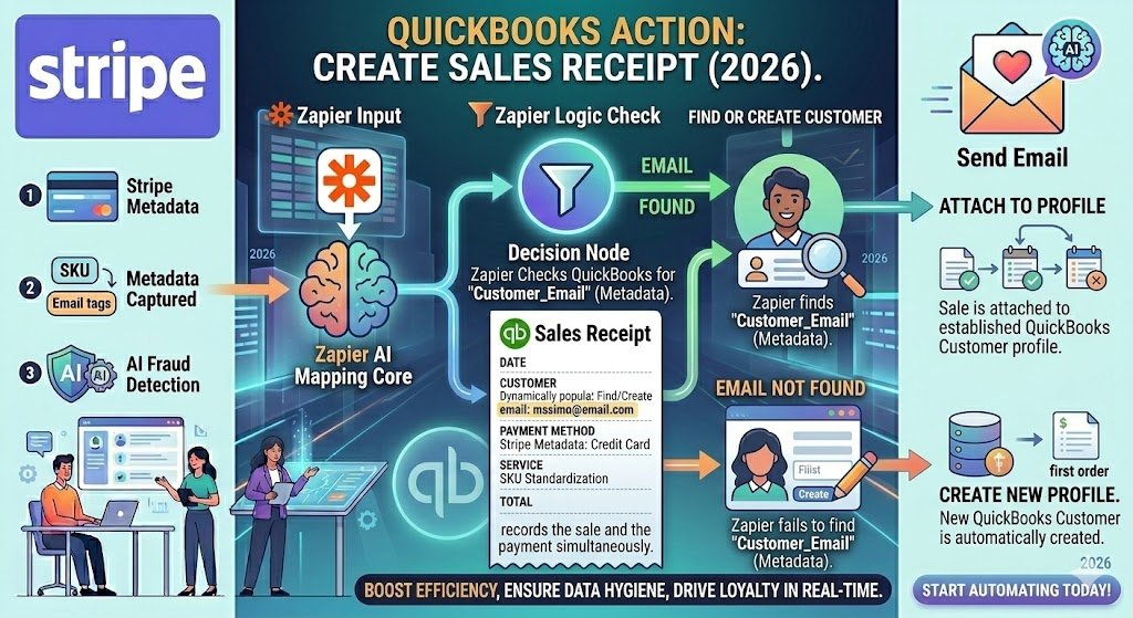 Stripe metadata flowing into QuickBooks Sales Receipt fields via Zapier