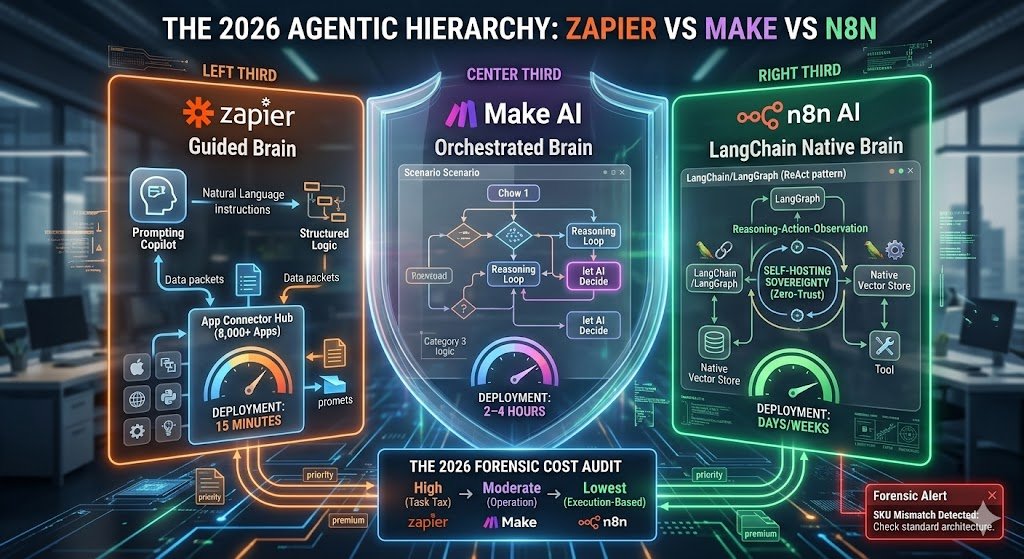 Zapier AI Agents vs Make AI vs n8n AI 2026 – Which is Strongest?