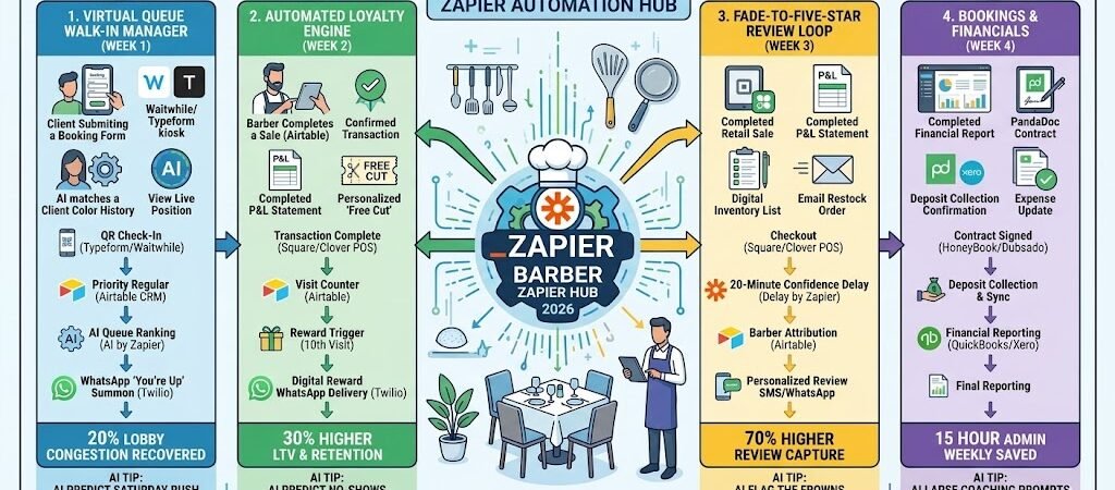 Zapier for Barbershops 2026: Automating Walk-ins, Loyalty & Reviews