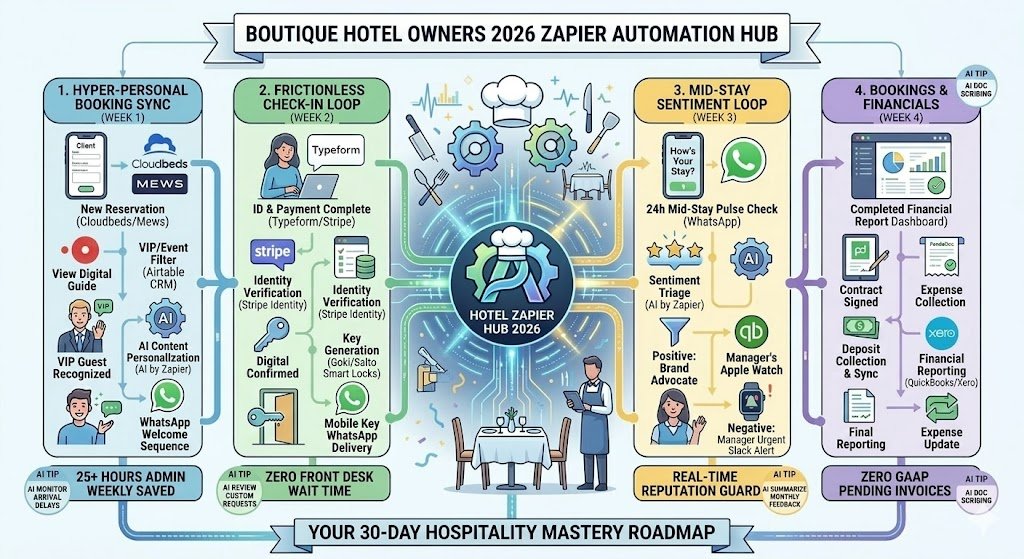 Zapier for Boutique Hotel Owners 2026: Automating Bookings, Check-ins & Reviews 3 Zapier for Boutique Hotel Owners 2026: Automating Bookings, Check-ins & Reviews