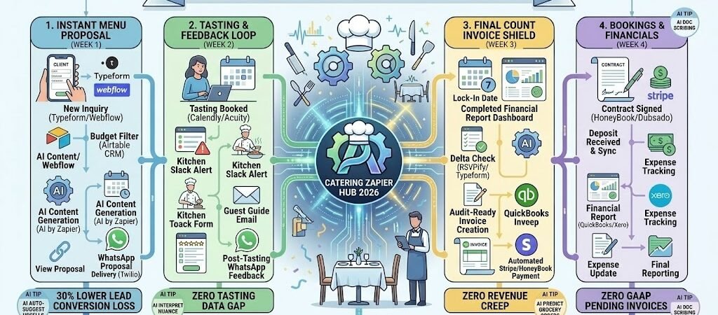 Zapier for Caterers 2026: Automating Menu Planning, Tastings & Invoicing