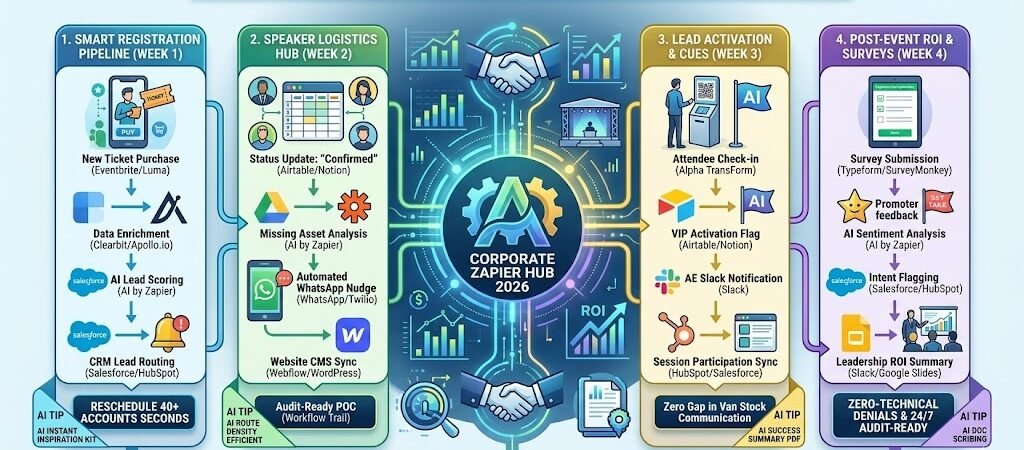 Zapier for Corporate Event Planners 2026: Automating Registration, Speakers & ROI 1 Zapier for Corporate Event Planners 2026: Automating Registration, Speakers & ROI