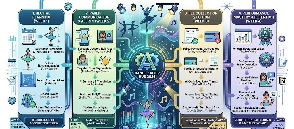 Zapier for Dance Studio Owners 2026: Automating Recitals, Communication & Fees