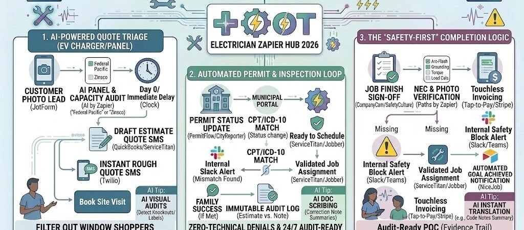 Zapier for Electricians 2026: Automating Quote Requests, Job Tracking & Safety Compliance