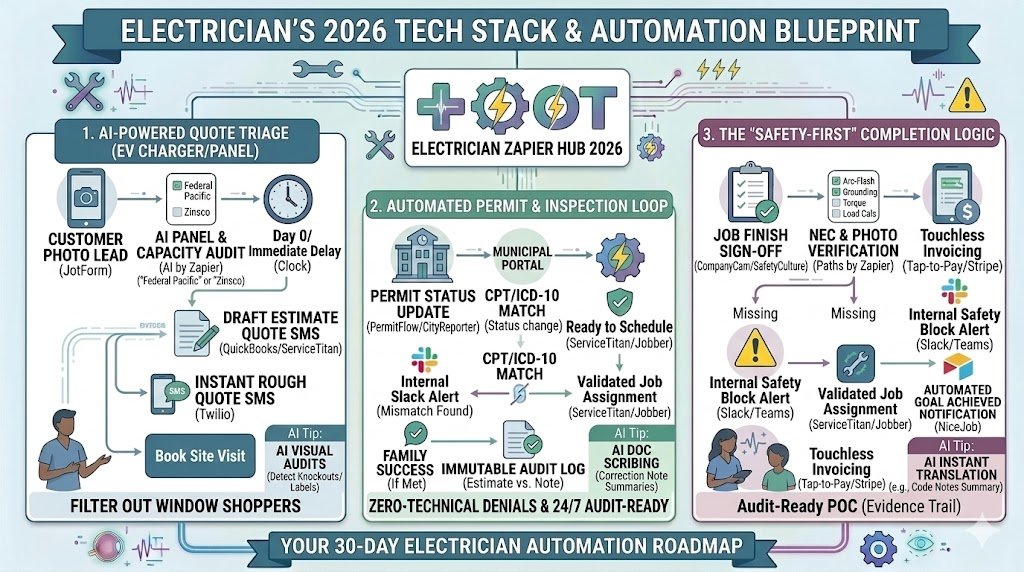 Zapier for Electricians 2026: Automating Quote Requests, Job Tracking & Safety Compliance