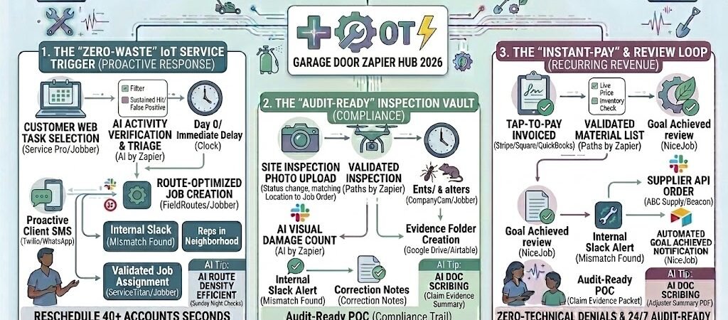 Zapier for Garage Door Installers 2026: Automating Emergency Calls, Parts Inventory & Warranties 1 Zapier for Garage Door Installers 2026: Automating Emergency Calls, Parts Inventory & Warranties