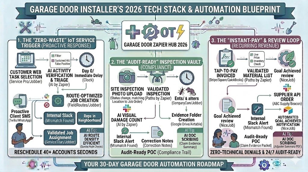 Zapier for Garage Door Installers 2026: Automating Emergency Calls, Parts Inventory & Warranties
