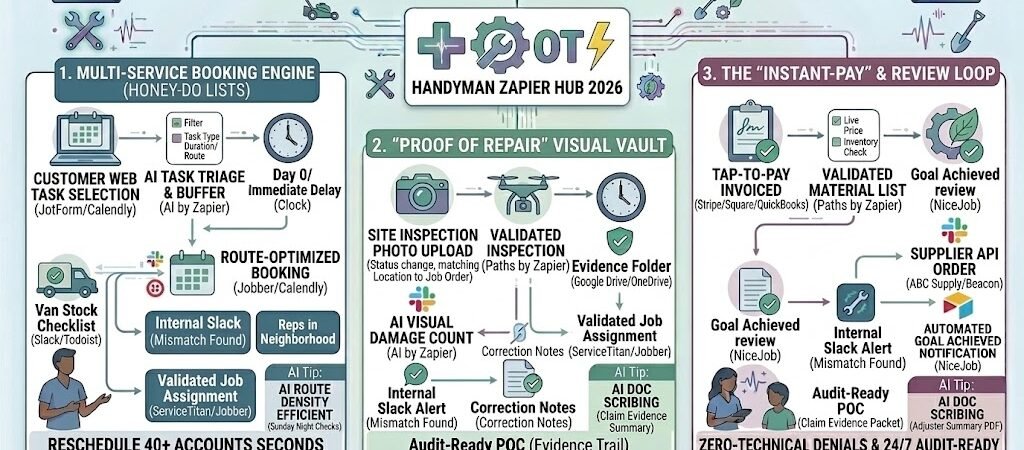 Zapier for Handymen 2026: Automating Multi-Service Booking, Job Photos & Review Loops 1 Zapier for Handymen 2026: Automating Multi-Service Booking, Job Photos & Review Loops