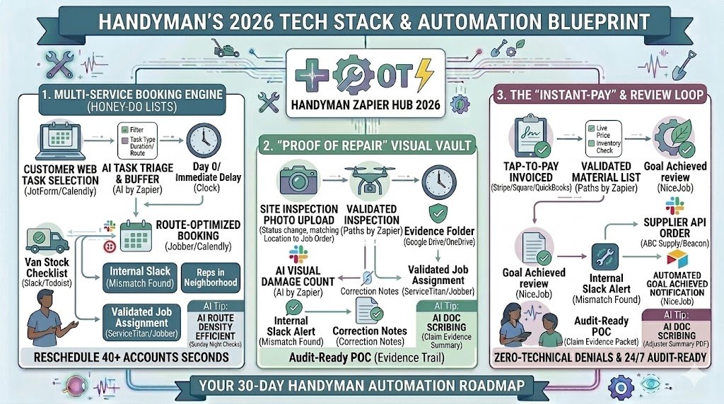 Zapier for Handymen 2026: Automating Multi-Service Booking, Job Photos & Review Loops