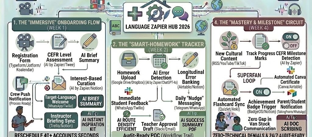 Zapier for Language Teachers 2026: Automating Reminders, Tracking & Cultural Sync 1 Zapier for Language Teachers 2026: Automating Reminders, Tracking & Cultural Sync