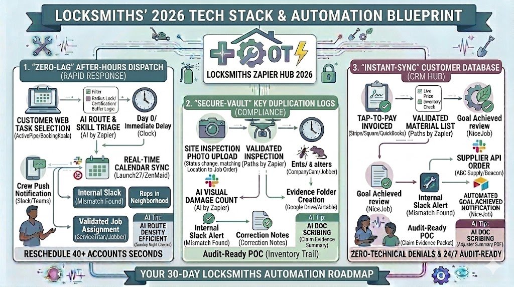 Zapier for Locksmiths 2026: Automating After-Hours Calls, Digital Key Logs & Security Audits
