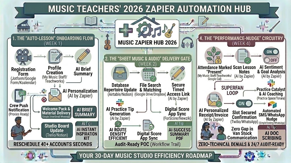 Zapier for Music Teachers 2026: Automating Bookings, Sheet Music & Payments