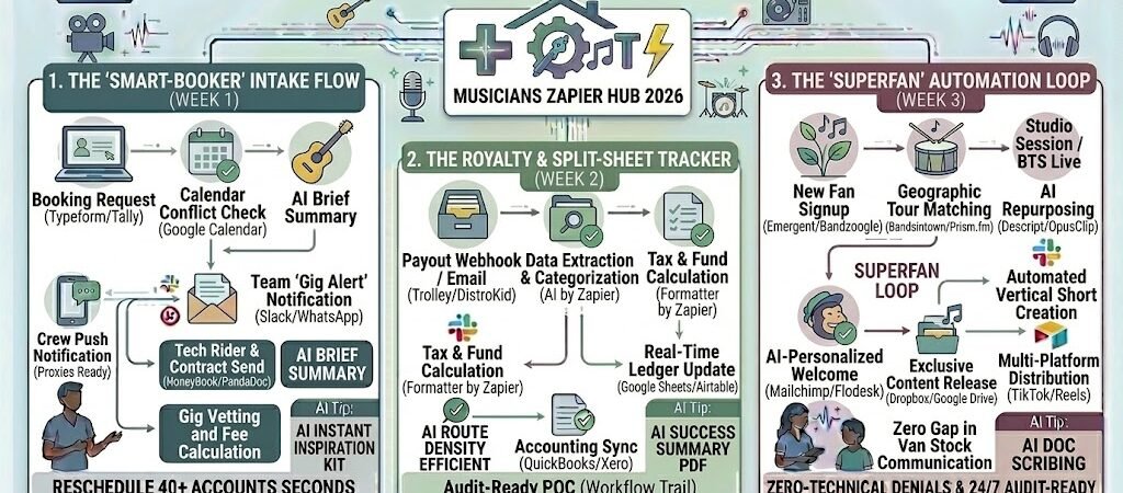 Zapier for Musicians 2026: Automating Gigs, Royalties & Fan Communities