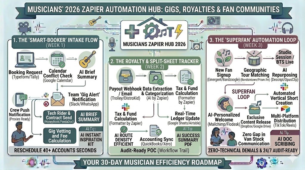 Zapier for Musicians 2026: Automating Gigs, Royalties & Fan Communities