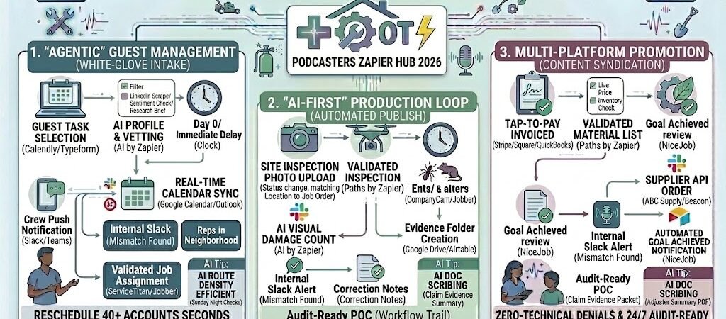 Zapier for Podcasters 2026: Automating Guest Management, Production & Multi-Platform Growth 1 Zapier for Podcasters 2026: Automating Guest Management, Production & Multi-Platform Growth