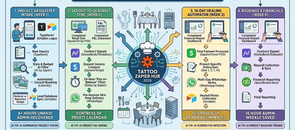 Zapier for Tattoo Artists 2026: Automating Consults, Deposits & Healing