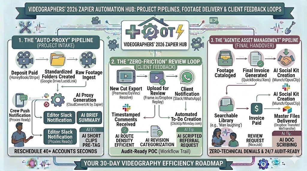 Zapier for Videographers 2026: Automating Project Pipelines, Delivery & Feedback Loops