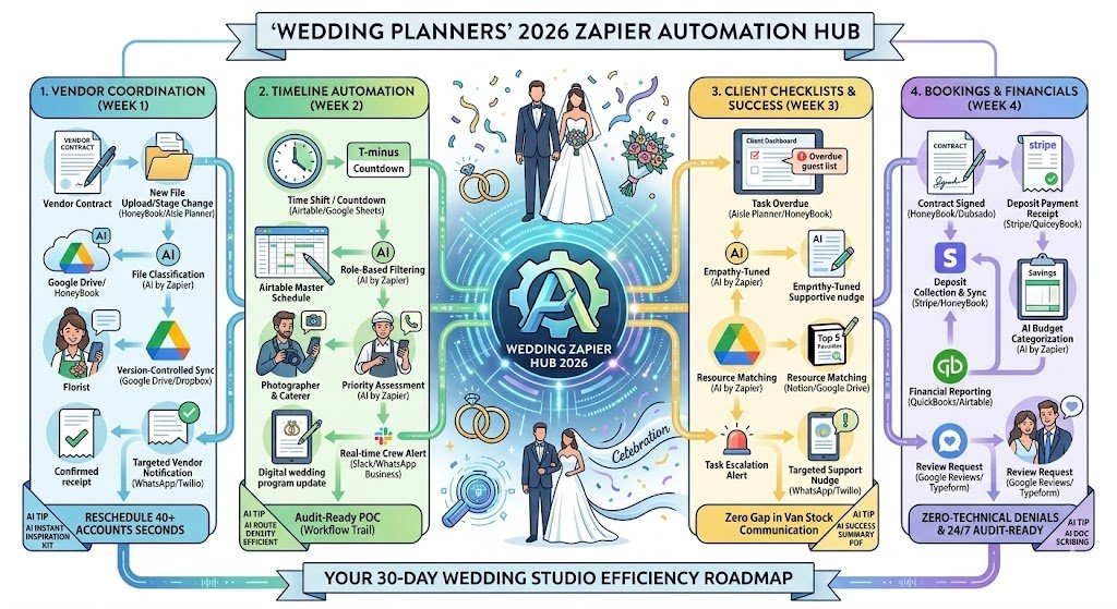 Zapier for Wedding Planners 2026: Automating Vendors, Timelines & Client Checklists 9 Zapier for Wedding Planners 2026: Automating Vendors, Timelines & Client Checklists