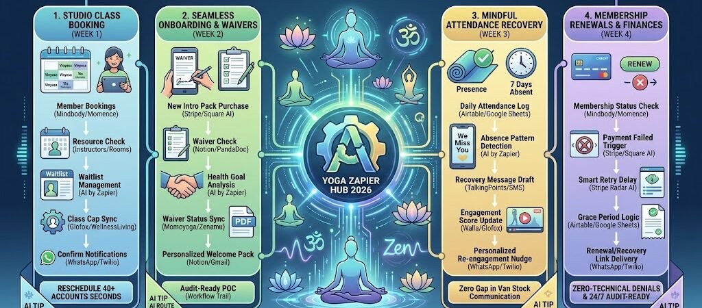Zapier for Yoga Instructors 2026: Automating Bookings, Attendance & Renewals