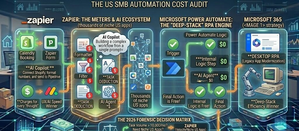 Zapier vs Microsoft Power Automate 2026 – Honest Comparison for US SMBs 1 Zapier vs Microsoft Power Automate 2026 – Honest Comparison for US SMBs