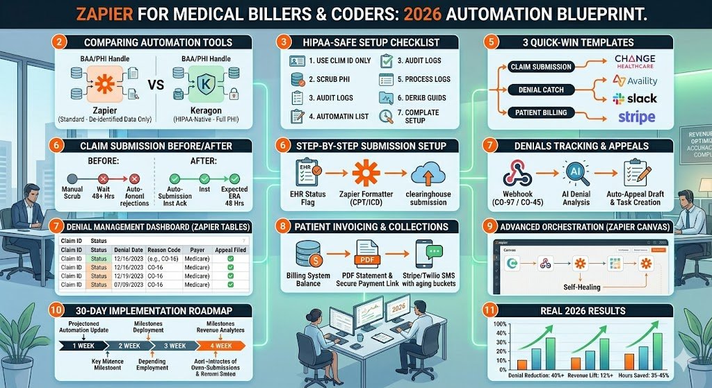 Zapier for Medical Billers & Coders: Claim Submission, Denial Tracking & Patient Invoicing 2026 2 3 Ready to Clone Safe Zaps You Can Build in 30 Minutes