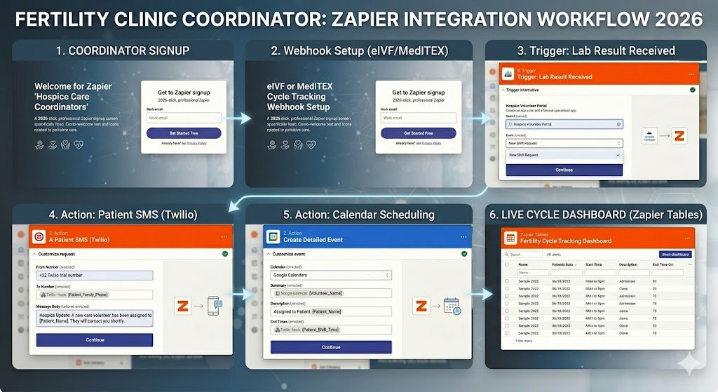 Zapier for Fertility Clinic Coordinators: Cycle Tracking & Lab Result Sharing 2026 2 How to Connect Your Fertility Clinic System to Zapier