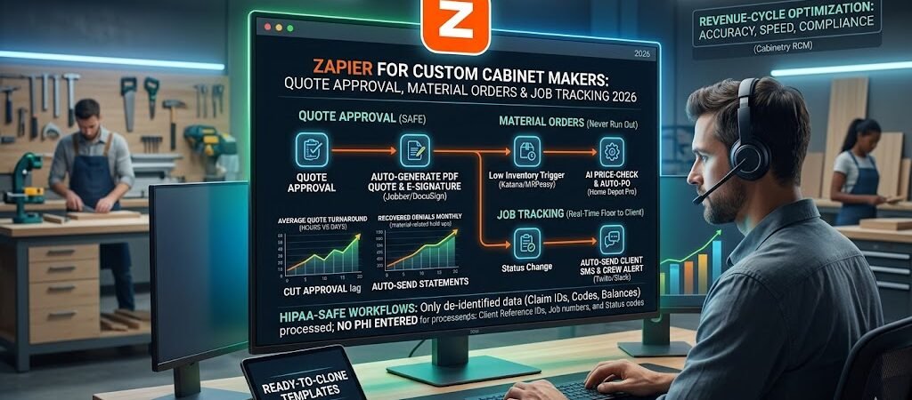 Zapier for Custom Cabinet Makers: Quote Approval, Material Orders & Job Tracking 2026 1 Zapier for Custom Cabinet Makers: Quote Approval, Material Orders & Job Tracking 2026
